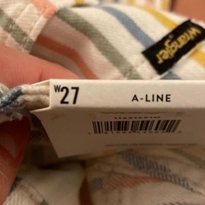 Colorful striped wrangler, high waisted, A-line shorts